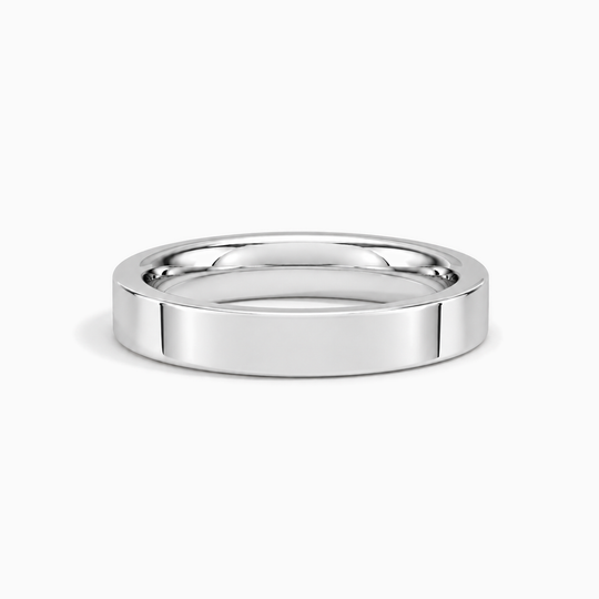 Womens 4Mm Heavy Weight Flat Court Wedding Ring White Gold Lying