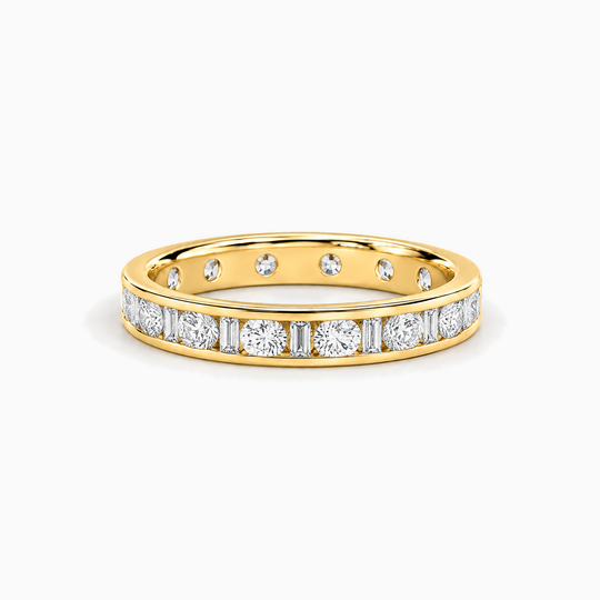 200Ct Full Channel Dot Dash Diamond Ring Yellow Gold Lying