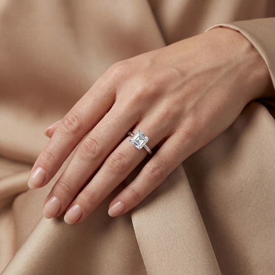 Amore Asscher White On Hand Jpg (1)