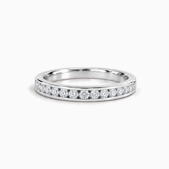 075Ct Half Channel Round Diamond Ring White Gold Lying