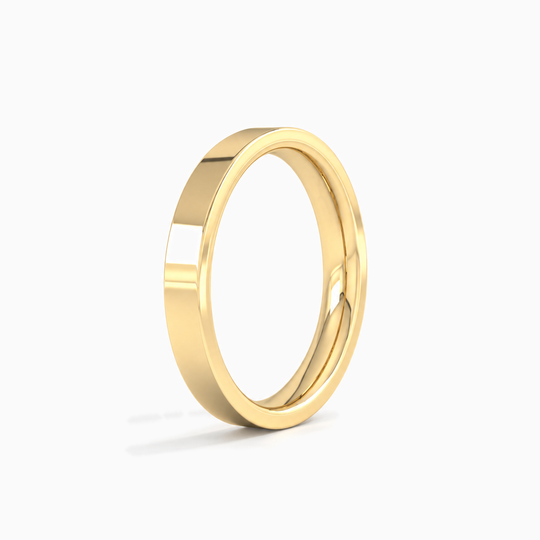 Womens 3Mm Flat Court Wedding Ring Yellow Gold Standing