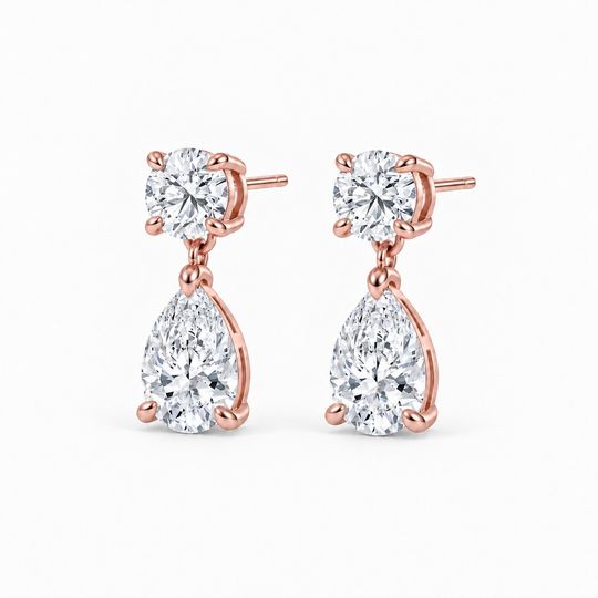 Raindrop Diamond Earrings Rose Angle