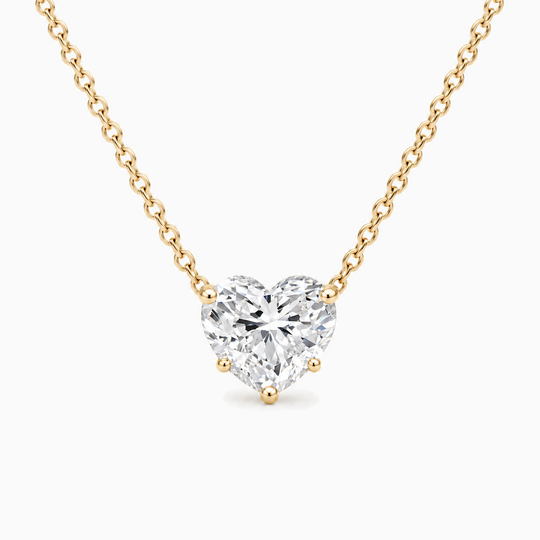 Heart Solitaire Lab Grown Necklace Yellow Gold Front
