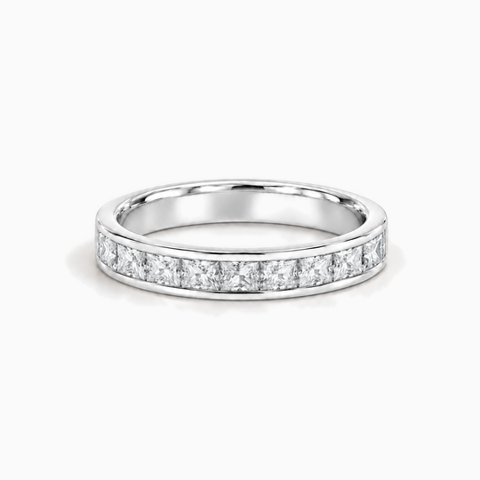200Ct Half Channel Princess Cut Diamond Ring White Gold Lying