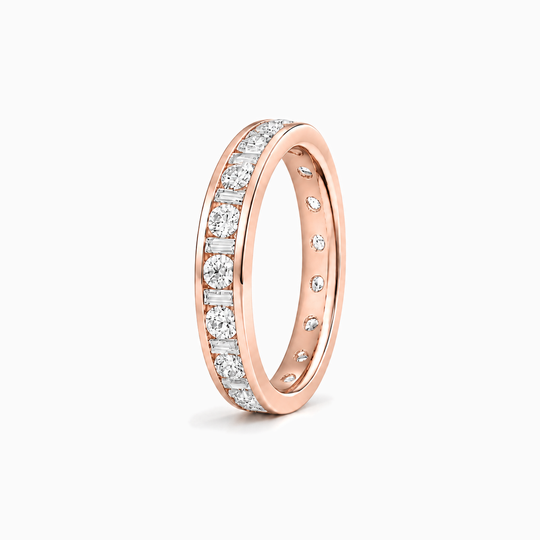 100Ct Full Channel Dot Dash Diamond Ring Rose Gold Standing