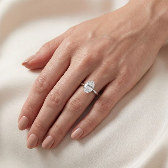 Classic Oval White On Hand