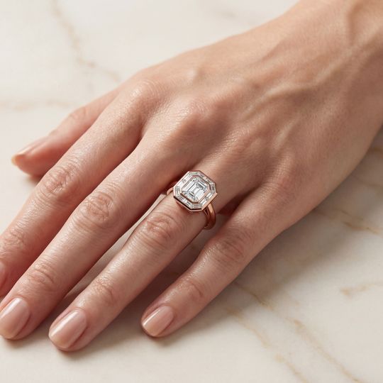 Venus Asscher Rose On Hand