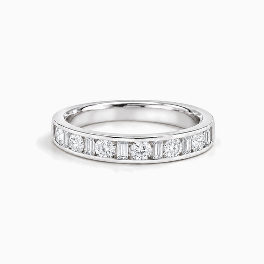 075Ct Half Channel Dot Dash Diamond Ring White Gold Lying