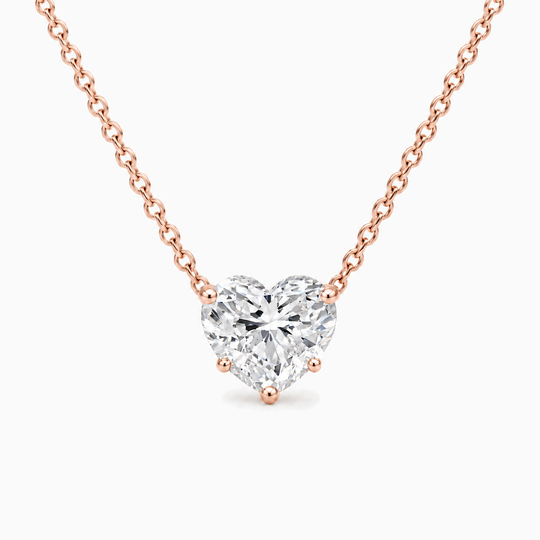 Heart Solitaire Lab Grown Necklace Rose Gold Front