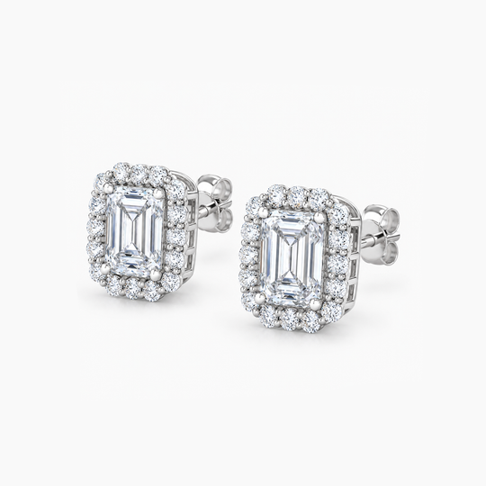 Emerald Cut Diamond Cluster Stud Earrings 1 (1)