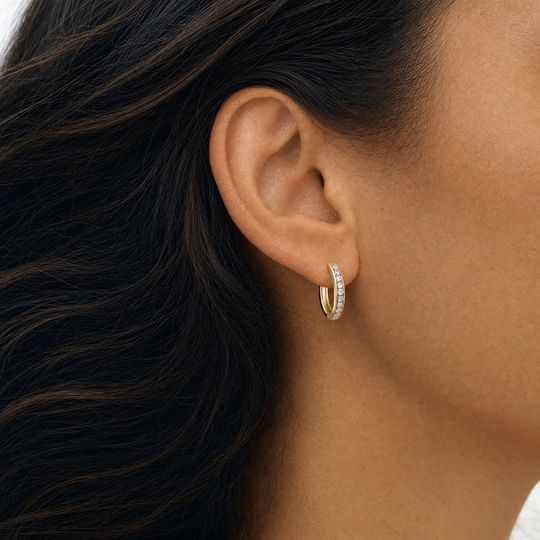 Classic Channel Diamond Earrings Yellow Gold Model 2