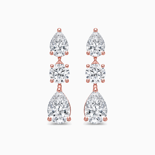 Dewdrop Diamond Earrings Rose Gold Front