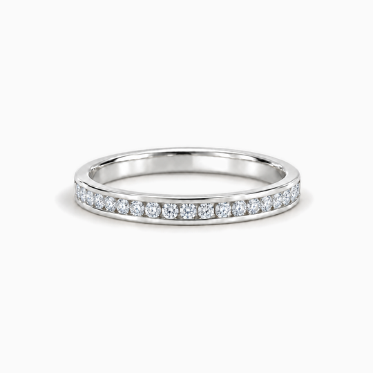 025Ct Half Channel Round Diamond Ring White Gold Lying