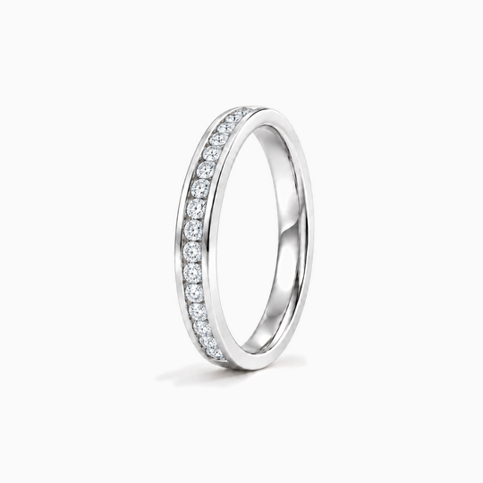 033Ct Half Channel Round Diamond Ring White Gold Standing
