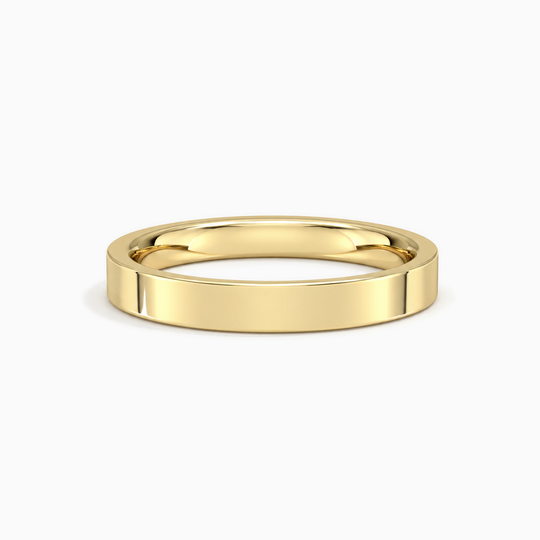 Womens 4Mm Flat Court Wedding Ring Yellow Gold Lying