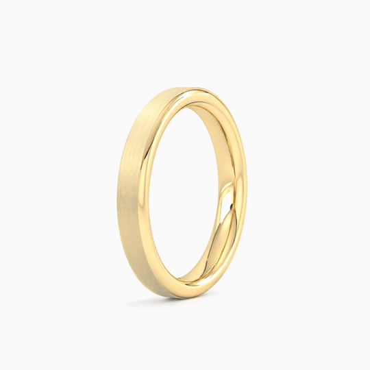Womens 3Mm Flat Court Matt Finish Wedding Ring Yellow Gold Standing