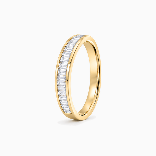 040Ct Half Channel Baguette Diamond Ring Yellow Gold Standing