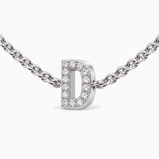 Initial Diamond Necklace D White Gold Three Quarter