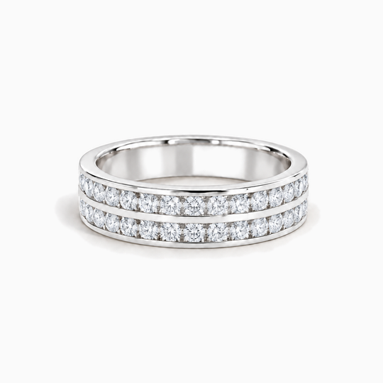 075Ct Half Channel Two Row Round Diamond Ring White Gold Lying