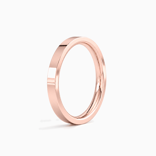 Womens 2.5Mm Heavy Weight Flat Court Wedding Ring Rose Gold Standing
