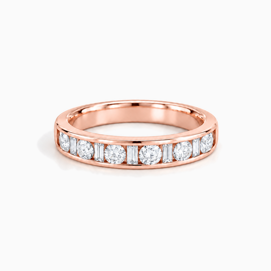 100Ct Half Channel Dot Dash Diamond Ring Rose Gold Lying