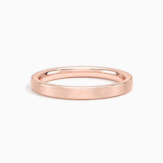 Womens 3Mm Flat Court Matt Finish Wedding Ring Rose Gold Lying