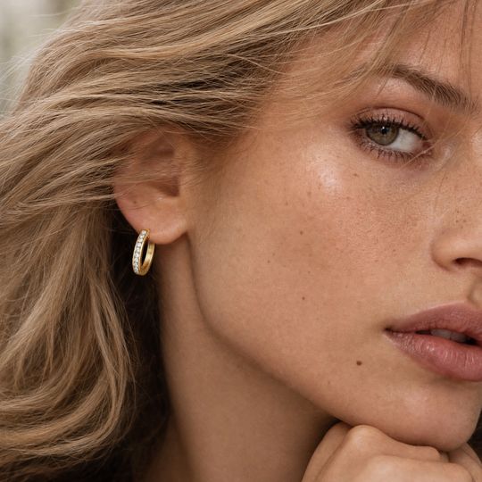 Classic Channel Diamond Earrings Yellow Gold Model 1
