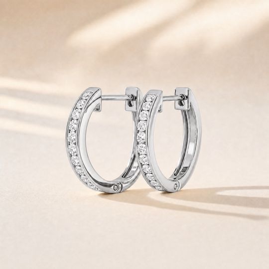 Classic Channel Diamond Earrings White Gold Lifestyle
