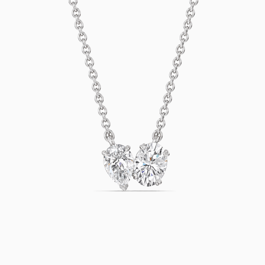 Toi Et Moi Pear And Oval Diamond Necklace Platinum 01