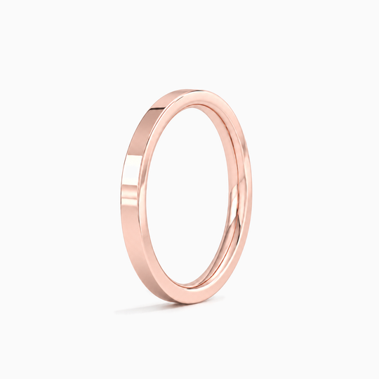 Womens 2Mm Flat Court Wedding Ring Rose Gold Standing