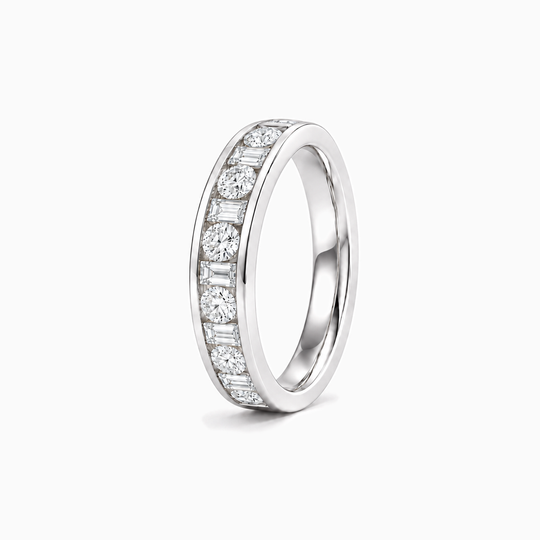 150Ct Half Channel Dot Dash Diamond Ring White Gold Standing