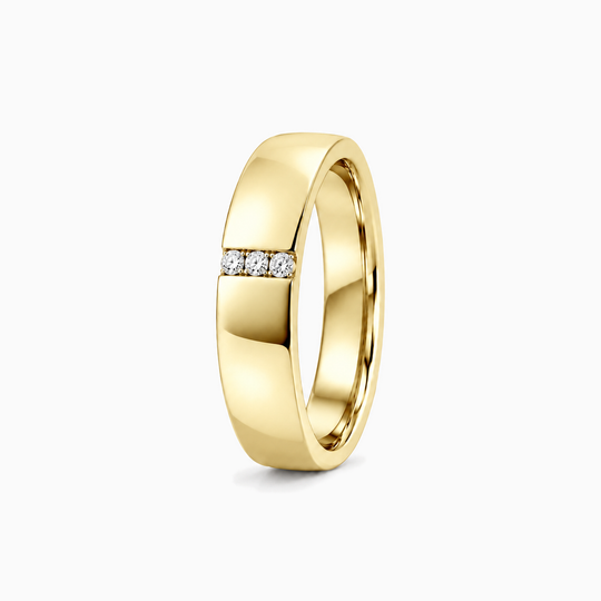 Round Diamond Split Ring 18K Yellow Gold 02 Standing