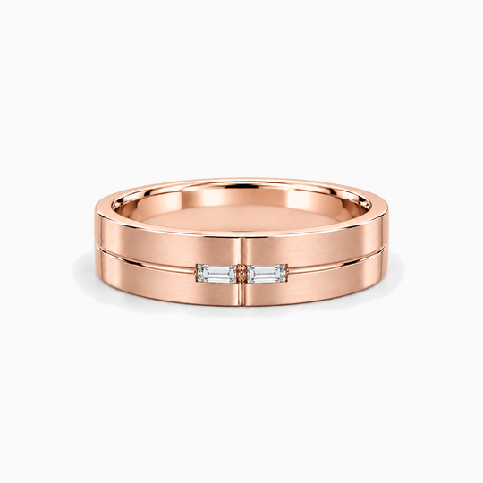 Baguette Diamond Groove Ring 18K Rose Gold 01 Lying