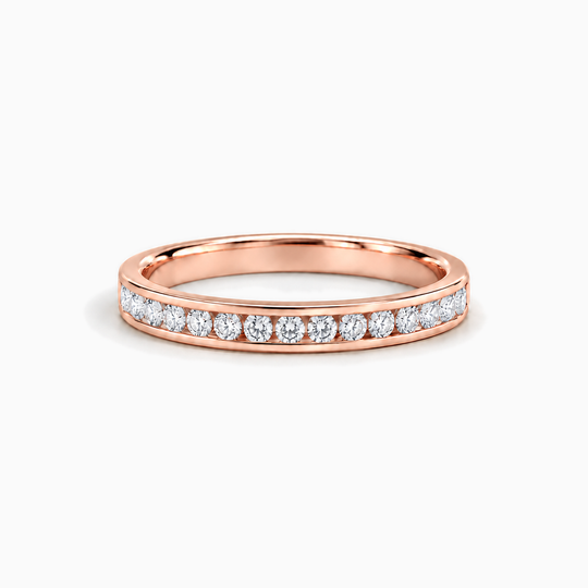 050Ct Half Channel Round Diamond Ring Rose Gold Lying