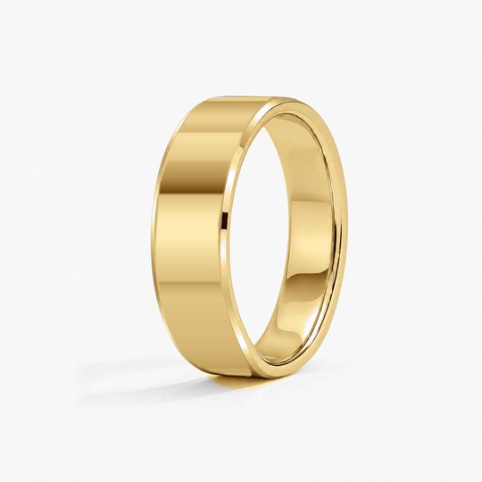 Bevelled 6Mm 18K Yellow Gold Polished 02 Standing