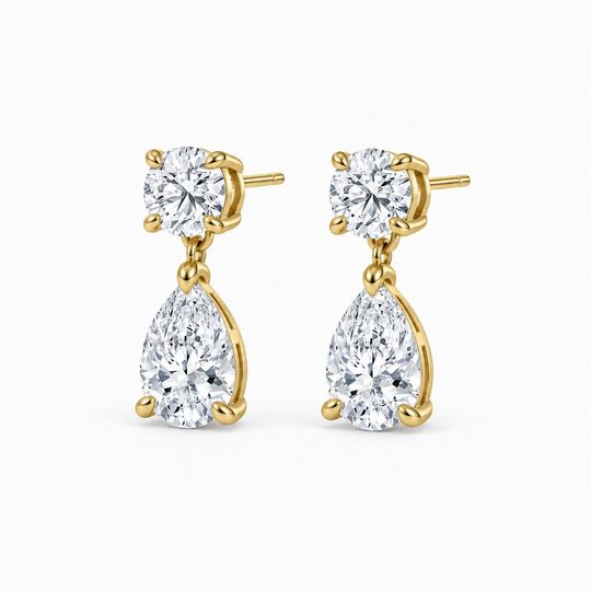 Raindrop Diamond Earrings Yellow Angle