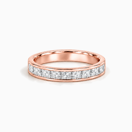 200Ct Half Channel Princess Cut Diamond Ring Rose Gold Lying