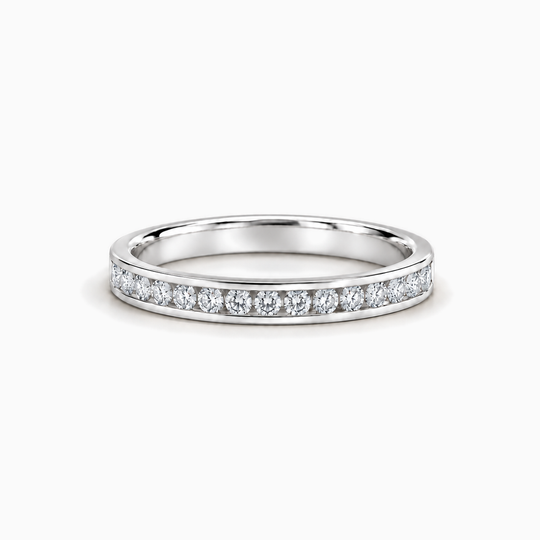 050Ct Full Channel Round Diamond Ring White Gold Lying