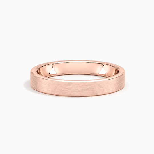Womens 4Mm Heavy Weight Flat Court Matt Finish Wedding Ring Rose Gold Lying
