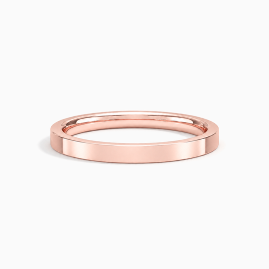 Womens 2.5Mm Flat Court Wedding Ring Rose Gold Lying