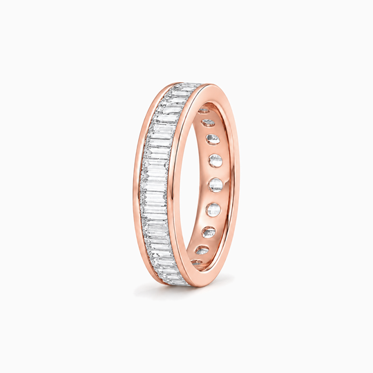 Baguette Diamond Full Channel Ring Rose Gold Standing