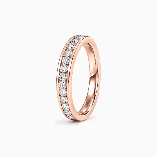 100Ct Full Channel Round Diamond Ring Rose Gold Standing