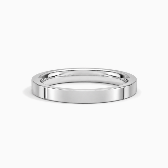Womens 2.5Mm Heavy Weight Flat Court Wedding Ring Platinum Lying