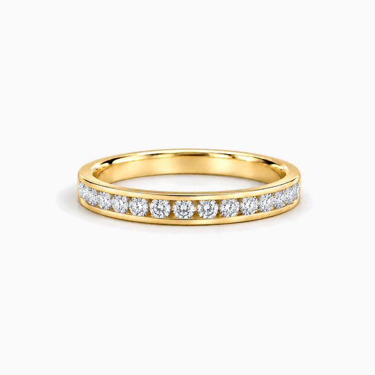 100Ct Full Channel Round Diamond Ring Yellow Gold Lying
