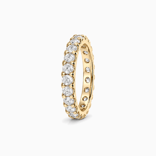Fullset 200Ct Full Claw Set Round Diamond Ring 18K Yellow Gold 02 Standing