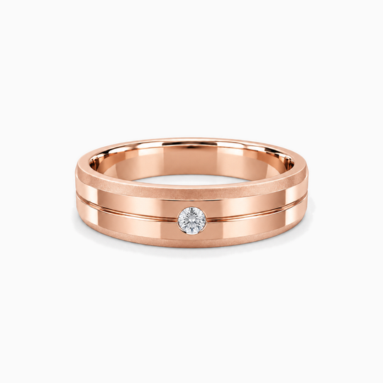 Round Diamond Groove Ring 18K Rose Gold 01 Lying