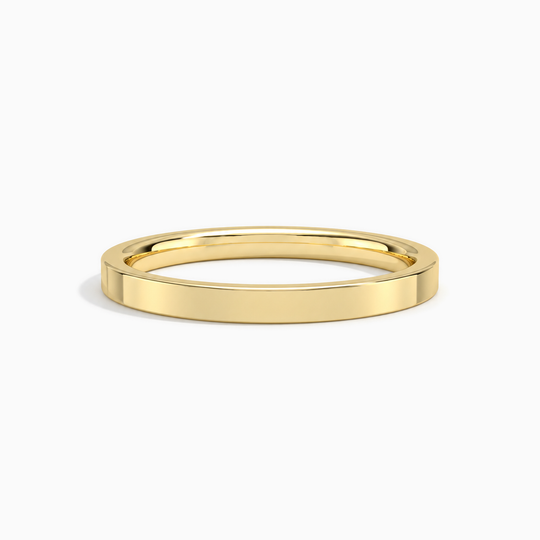 Womens 2Mm Flat Court Wedding Ring Yellow Gold Lying