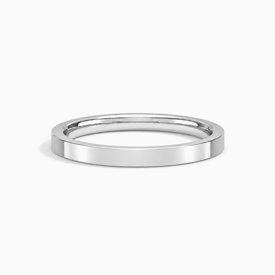 Womens 2.5Mm Flat Court Wedding Ring White Gold Lying