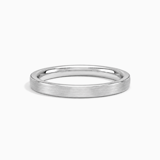 Womens 3Mm Flat Court Matt Finish Wedding Ring Platinum Lying