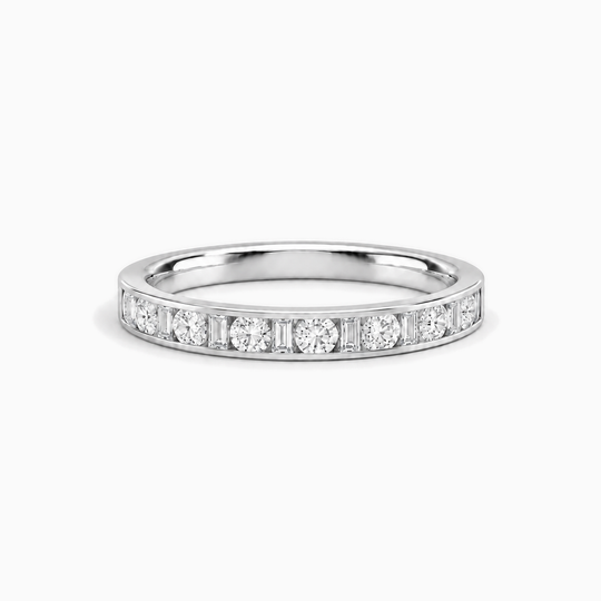 050Ct Half Channel Dot Dash Diamond Ring White Gold Lying